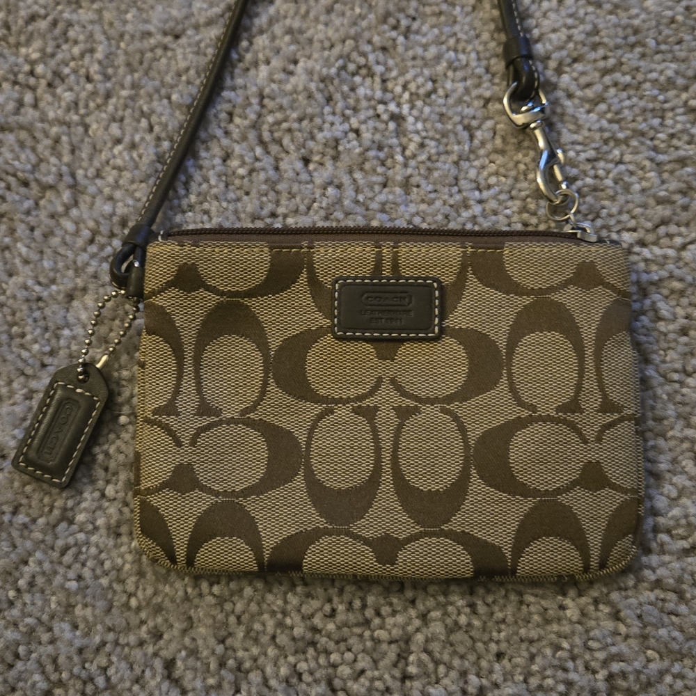 Coach Brown Signature Wristlet